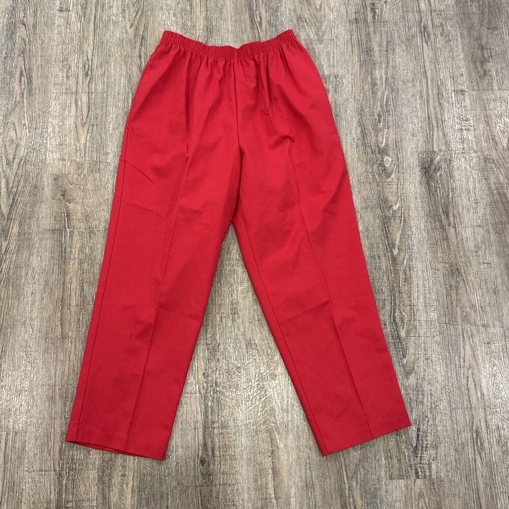 Bonworth Pull On Elastic Waist Pants ~ Sz LP ~ Red ~ High Rise ~ 27.5" Inseam